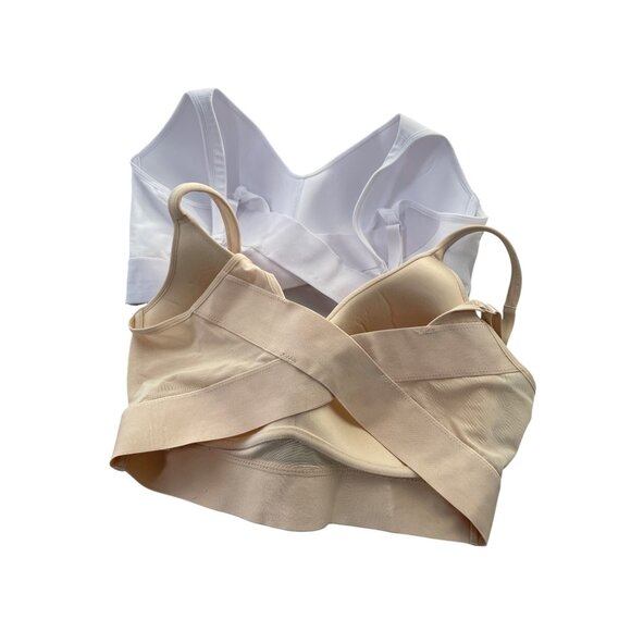 Rhonda Shear 2Pk Molded Cup Bra with Wrap Back Size XL White Light Beige 605.9 - Picture 3 of 9